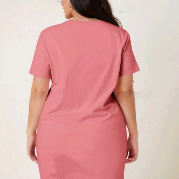 Pink Plus Size Tee Shirt Dress - Picture 2 of 2